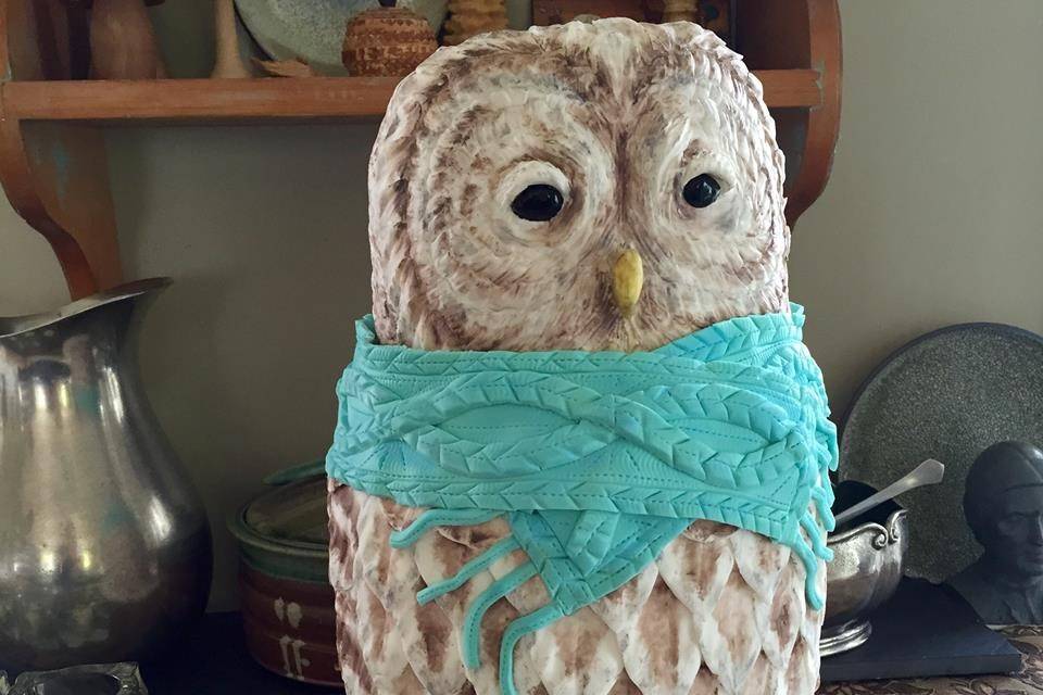 Sculpted owl cake
