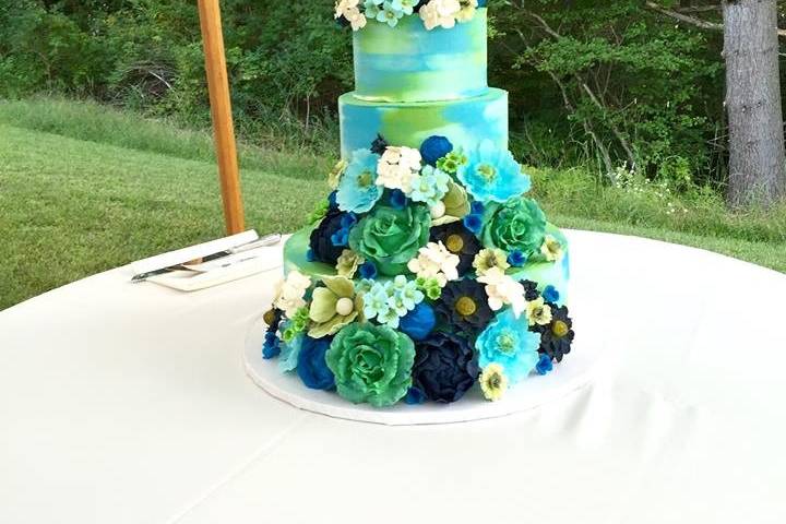 Watercolor wedding cake