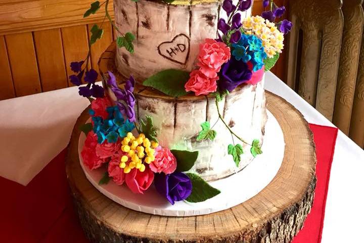 Birch bark wedding cake