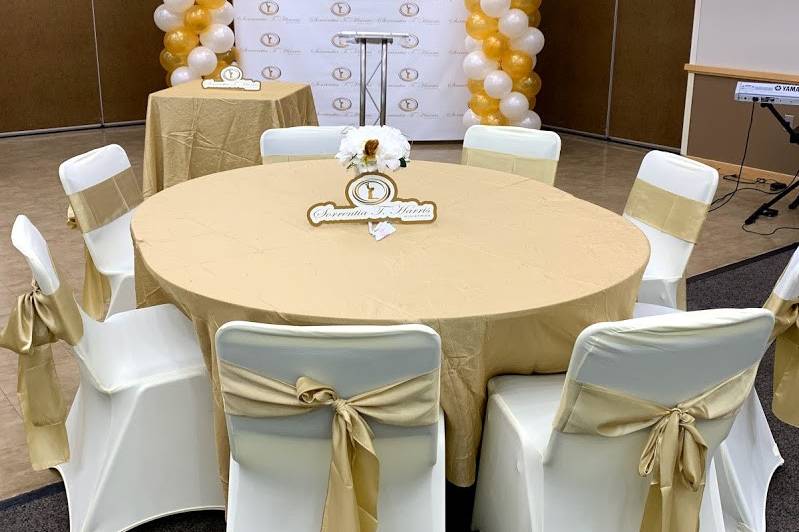 Gold chair sashes