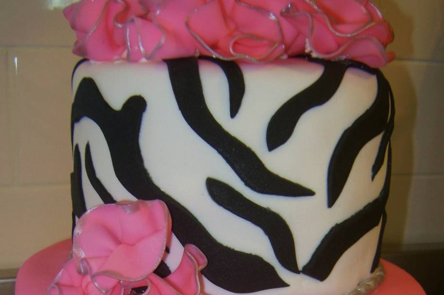 Pink and Zebra Striped Cake!