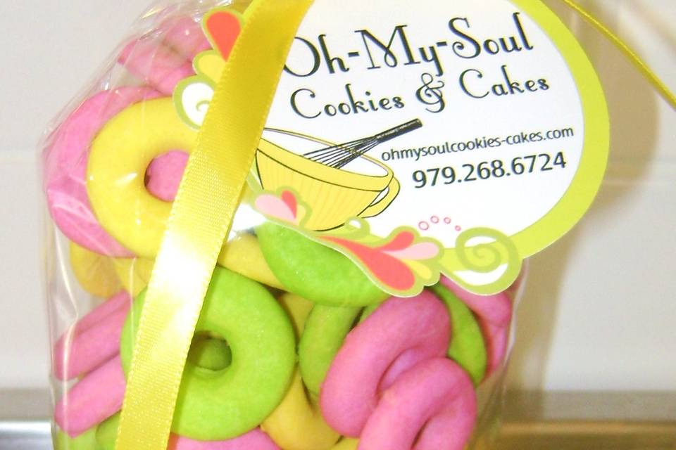 Italian Ring Cookies glazed Pink, Yellow and Lime