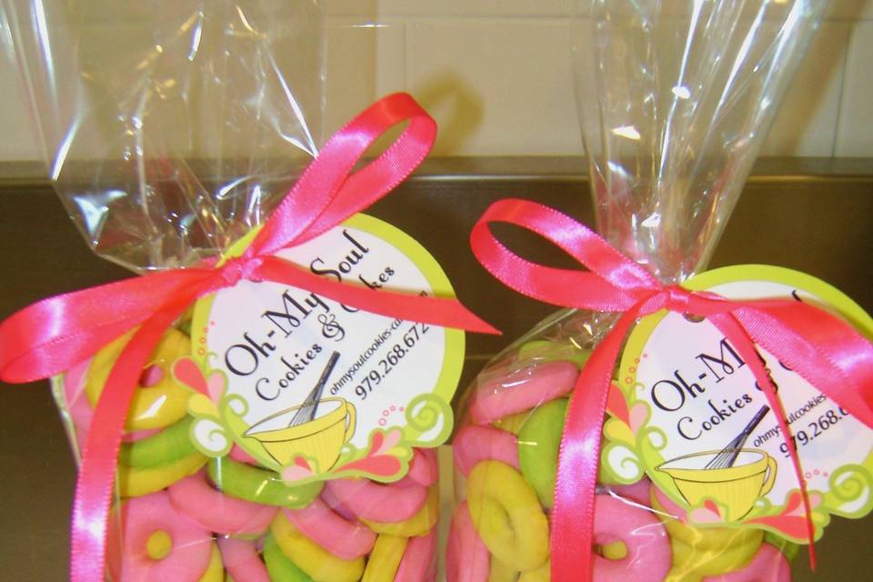 Italian Ring Cookies glazed Pink, Yellow and Lime in 8 ounce bags