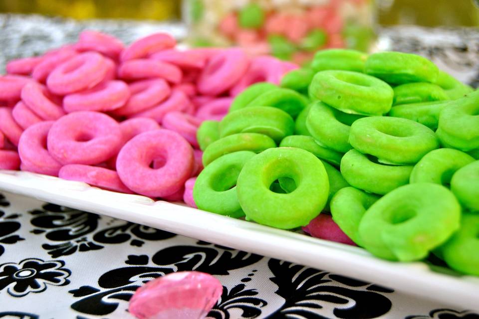 Italian Ring Cookies glazed Pink and Lime