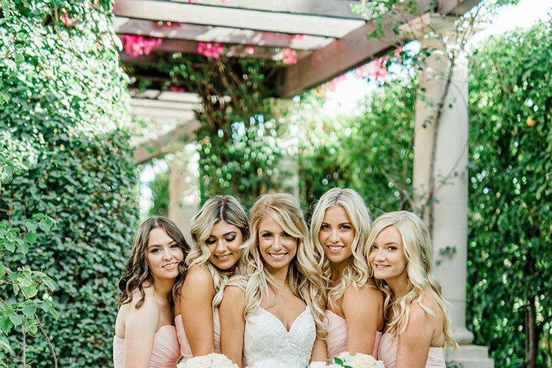 Bride with bridesmaids