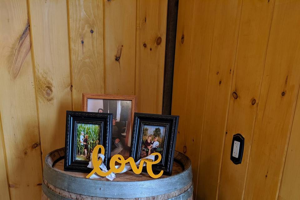 Wine barrel in barn