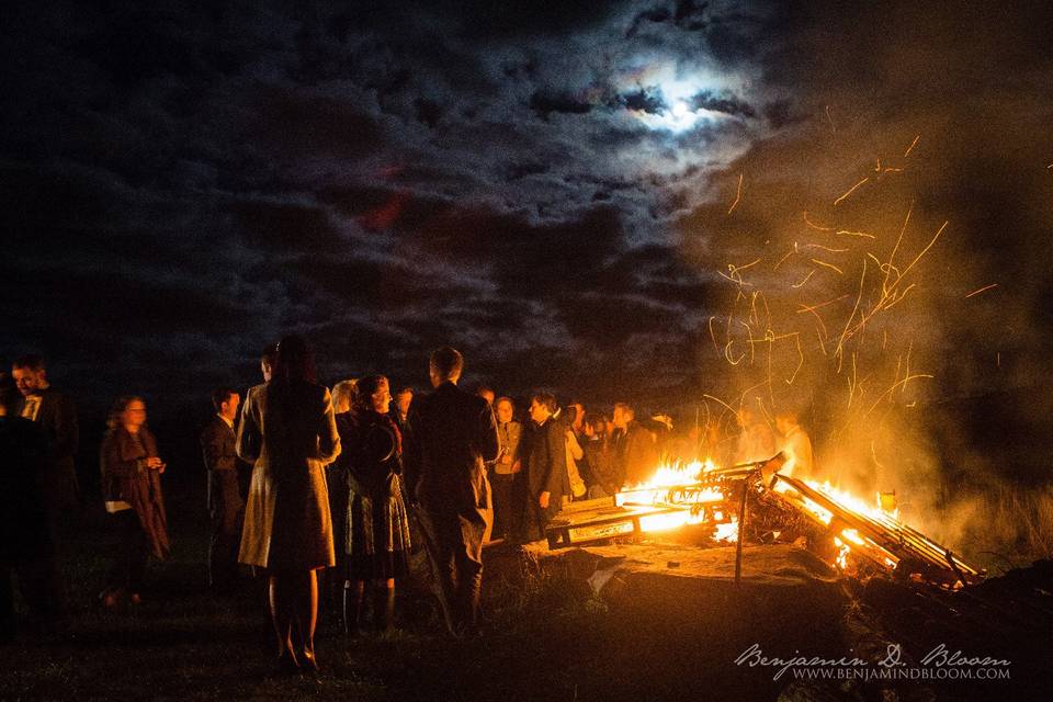 Bonfire under the moonlight