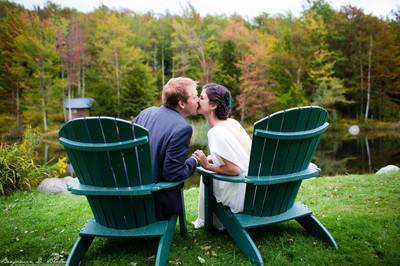 Newlyweds kiss