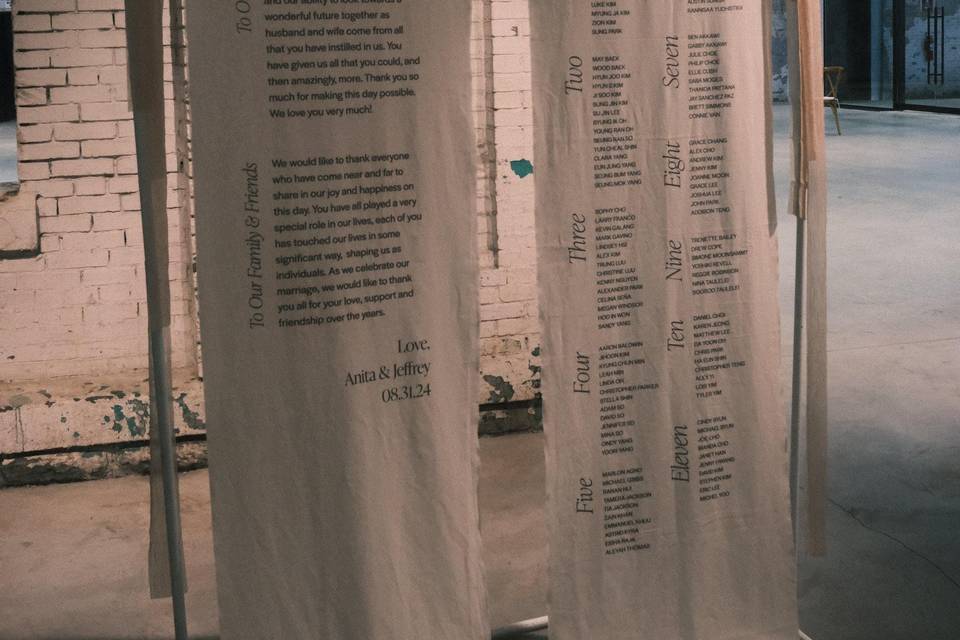 Fabric welcome x seating chart