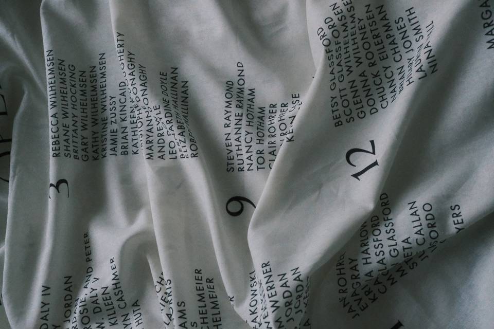 Signs printed on fabric