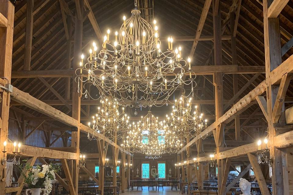 Chandeliers aglow