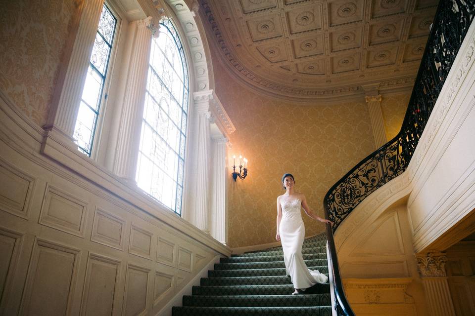 Bride on staircase