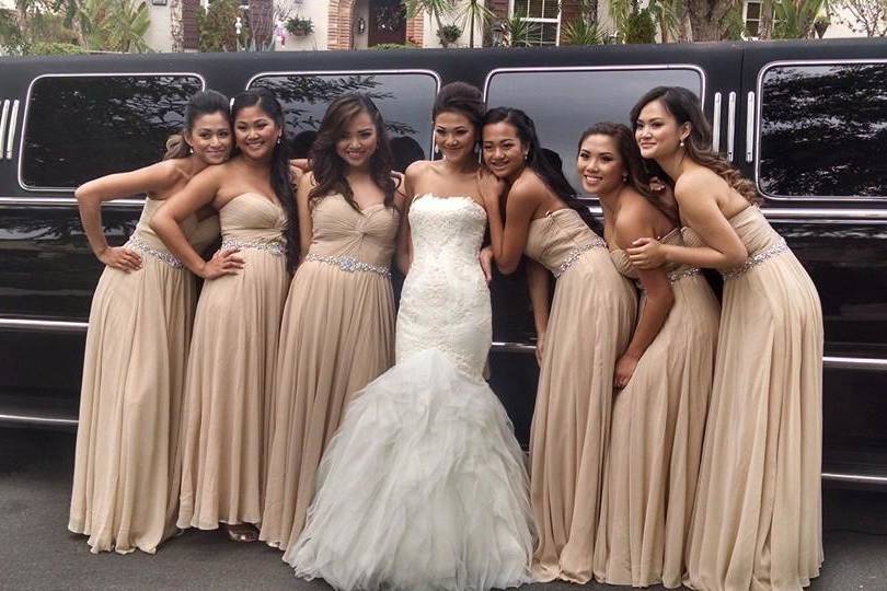 The bride with her bridesmaids