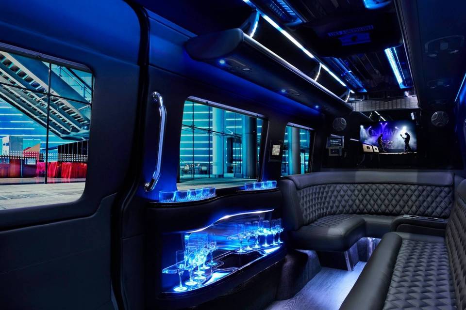 Inside a limo