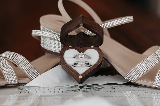 Detail shot with wedding shoes
