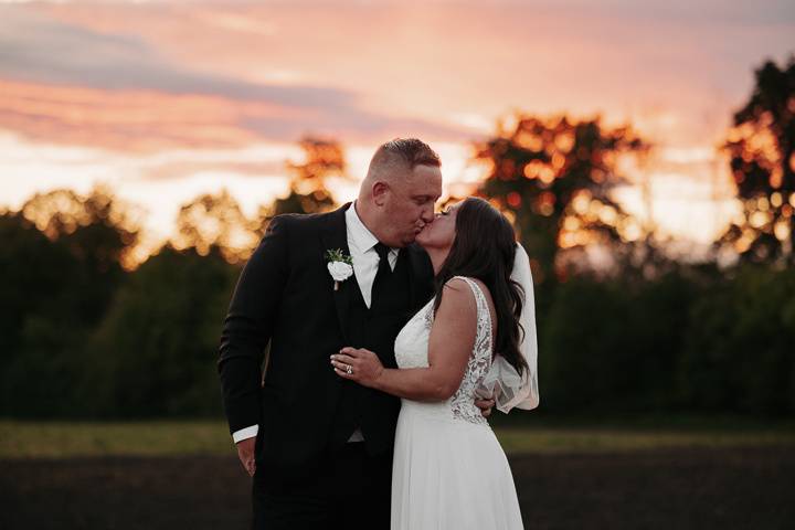 Kissing during sunset