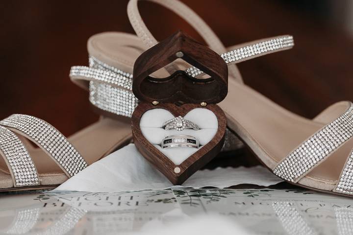 Detail shot with wedding shoes