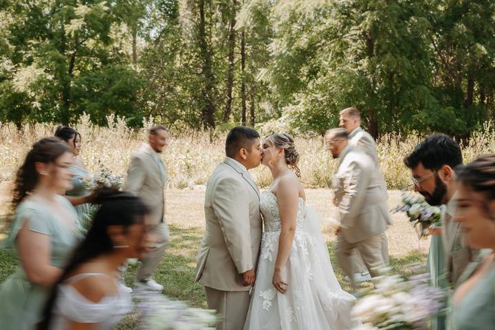 Wedding party moving