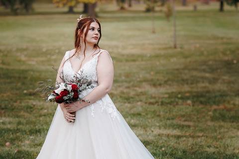 Bride posing formally
