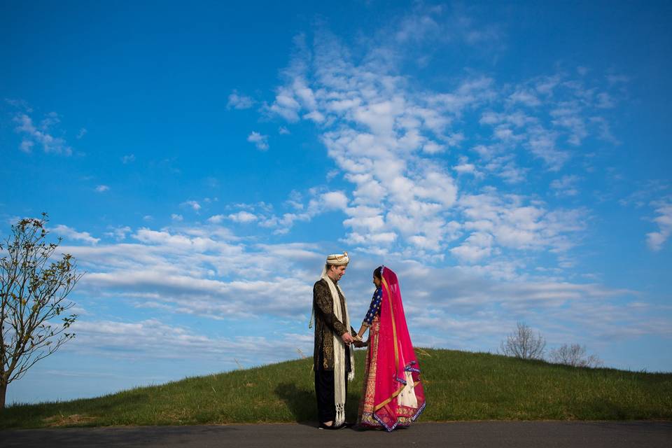 Portrait of bride and groom