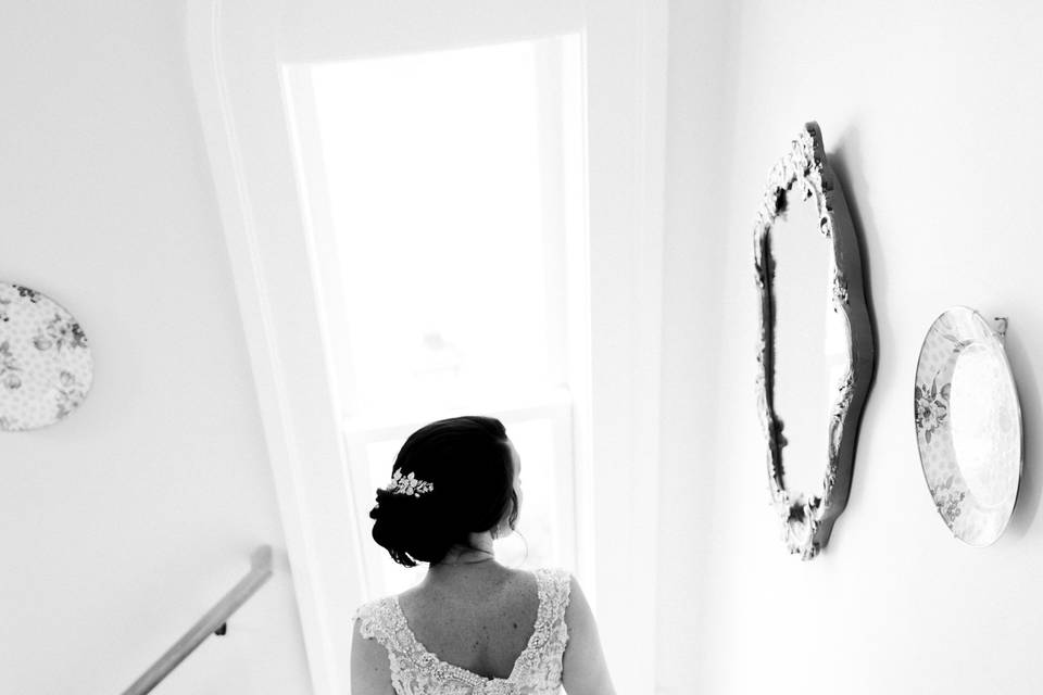Bride going to the first look