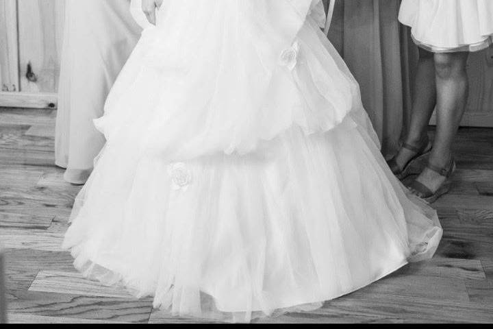 Bride getting dressed