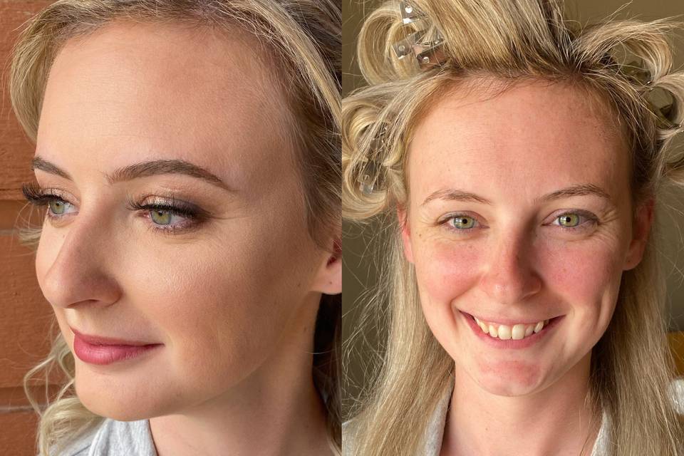 Bridal makeup transformation.