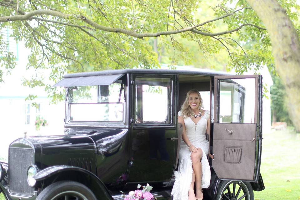 Posing with bouquets