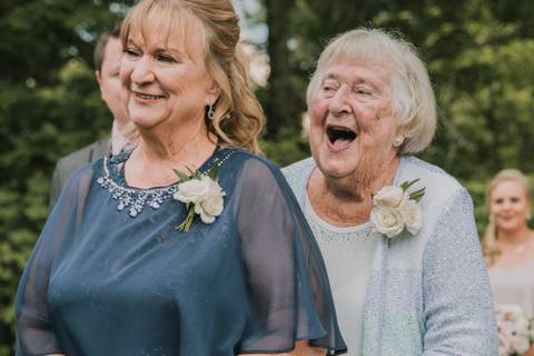 Mom and grandma see baby girl