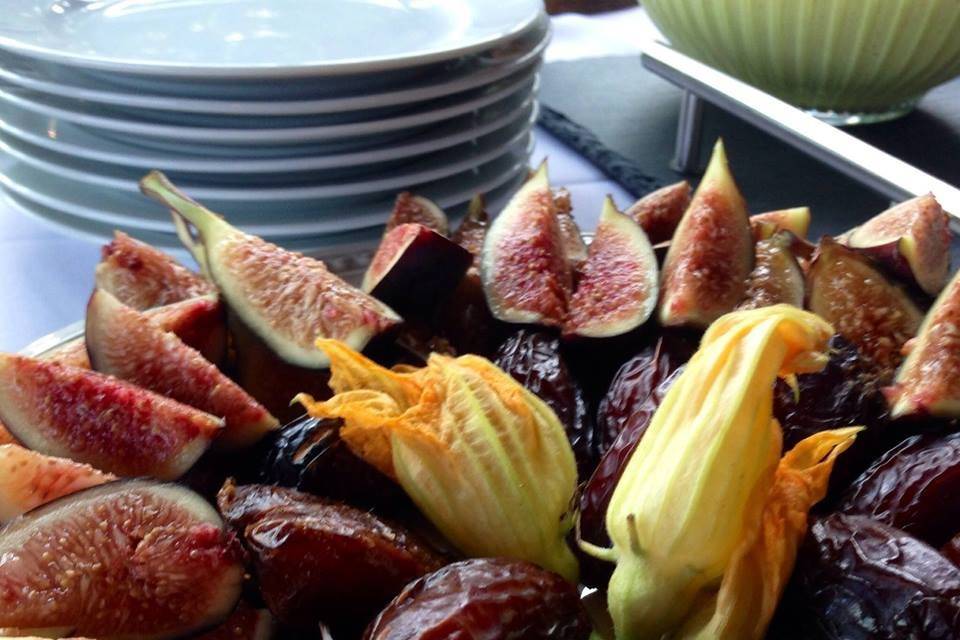 Autumn figs and dates and squash blossoms