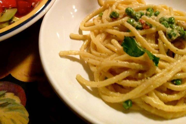Our pasta carbonara... not just any carbonara!  Yum!