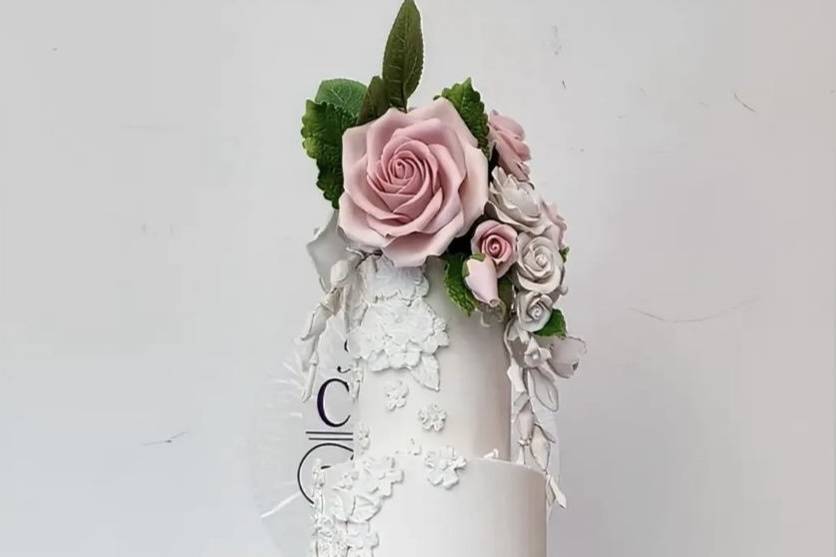 Wedding cake with floral design elements