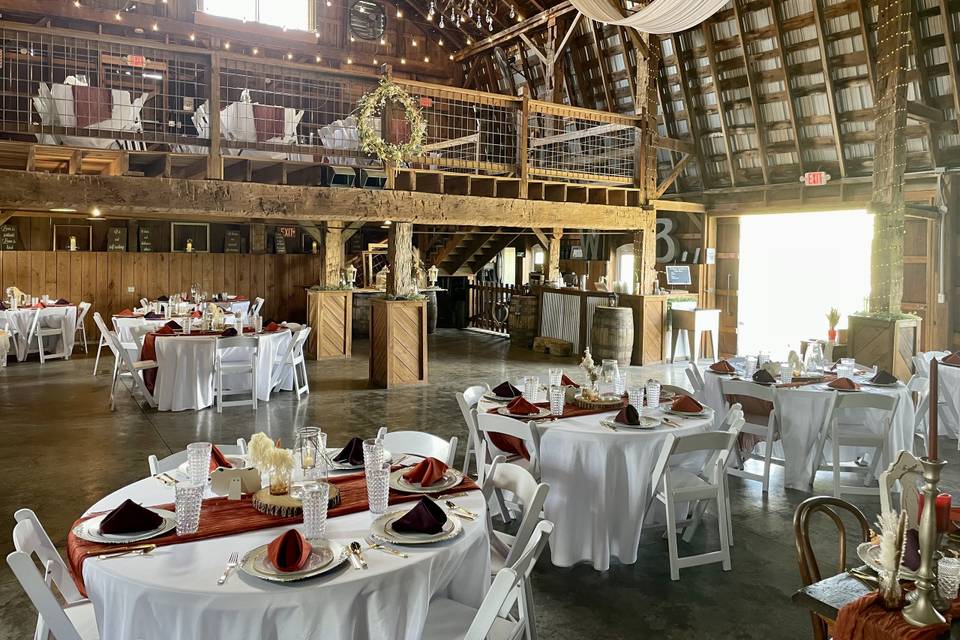 Inside barn