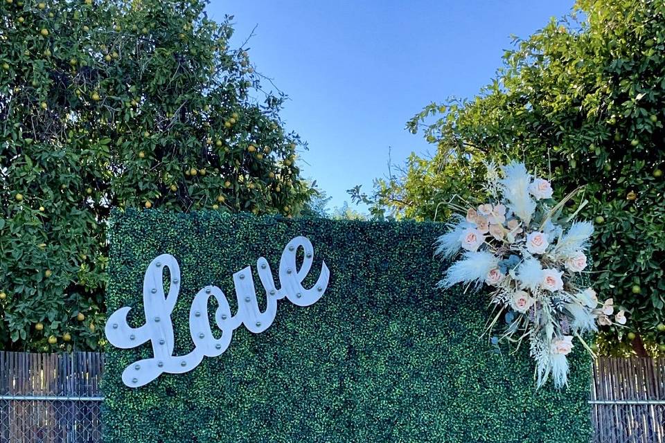 Greenery Wall with Love Sign