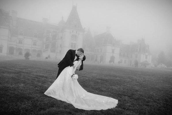 Bride and Groom at the Biltmore in Asheville, NC