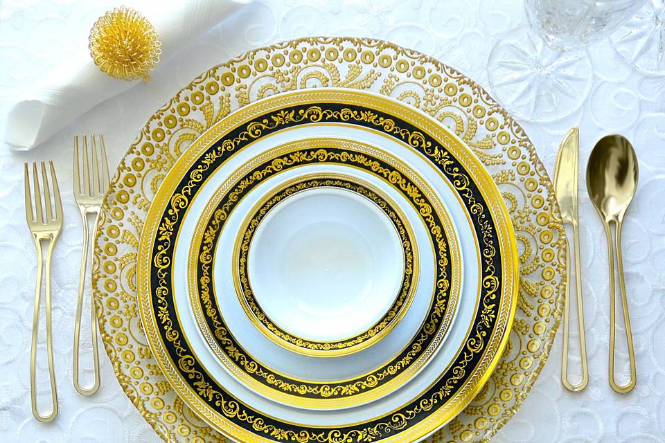Royal black and gold plates