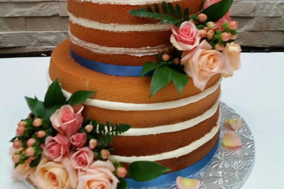 3-tier floral wedding cake