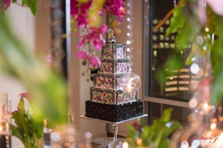 5-tier rectangular wedding cake