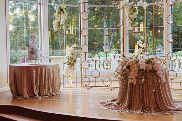 Candle lit cake display