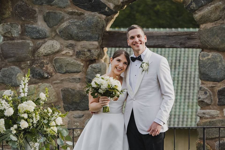 Ivory tuxedo for the groom