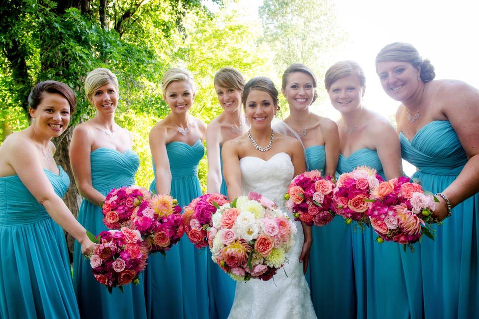 Bride and bridesmaids