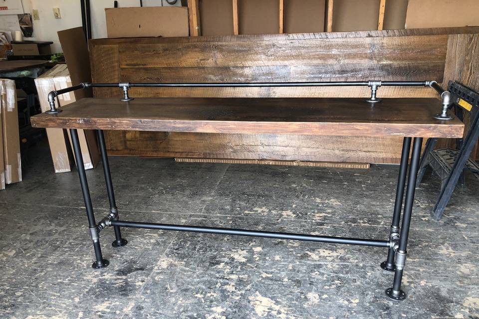 Bar tables with drink rail