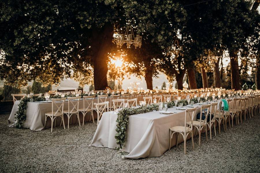 Olive garland and candles