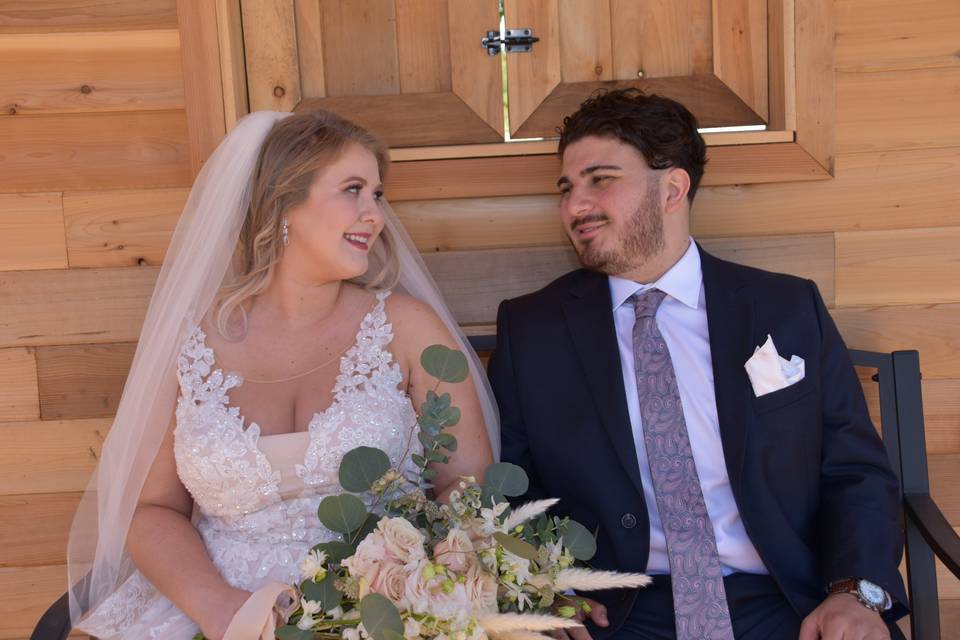 Bride and Groom relaxing