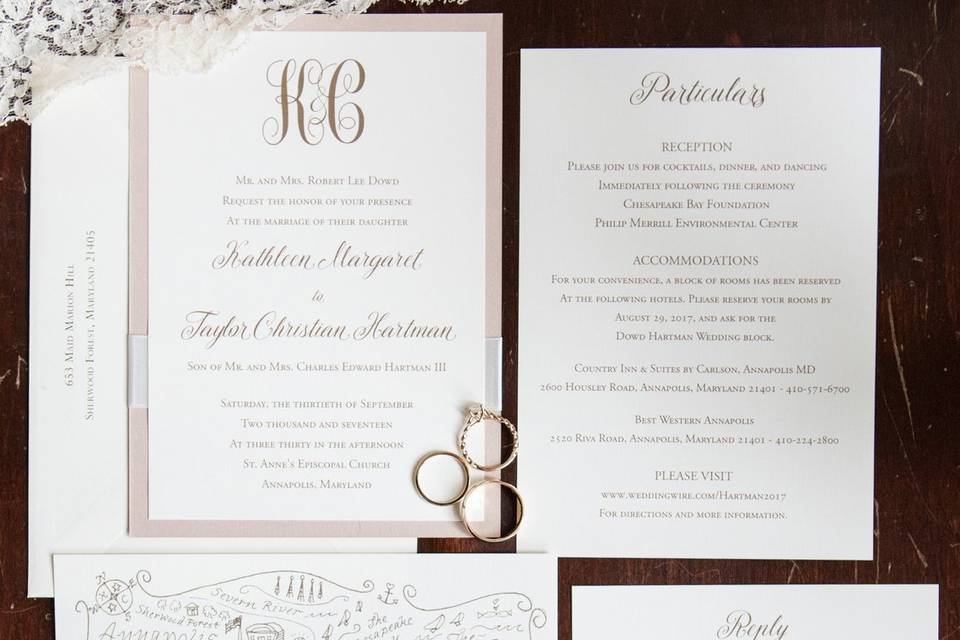 Kraft Paper Invite for Wedding + Envelopes - Aesthetic Journeys Designs
