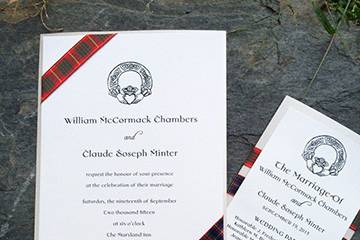 Scottish themed wedding invitation and wedding day off accessories