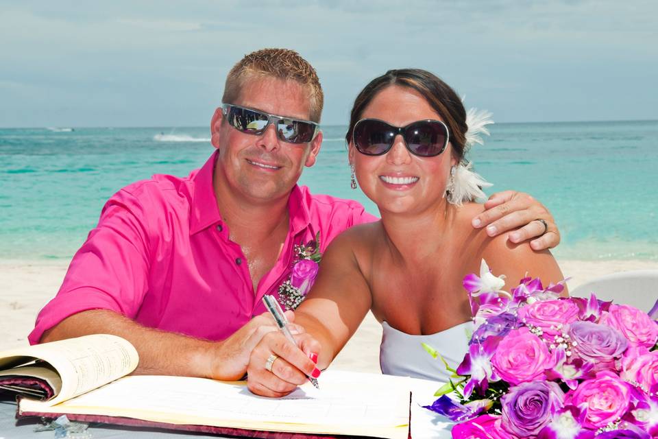 Beach wedding cruise ship