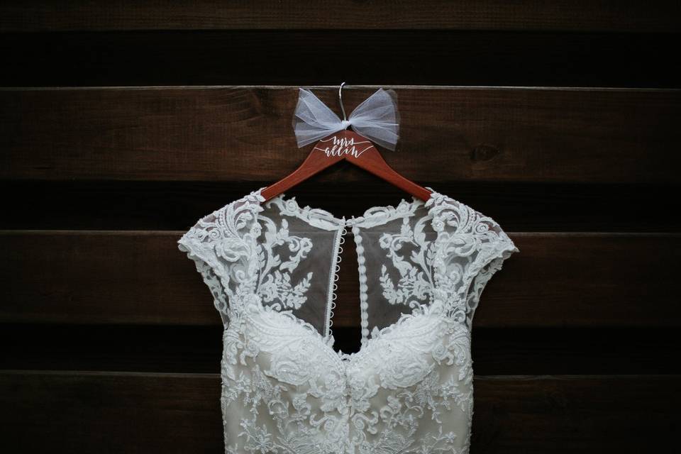 Detail photo of dress + hanger