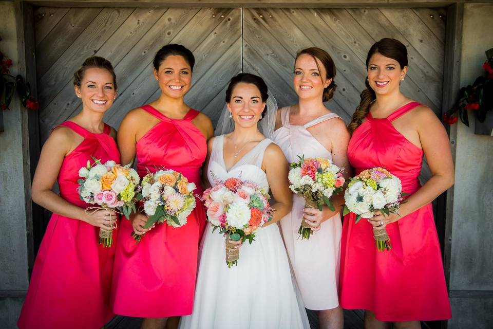 The bride and bridesmaids