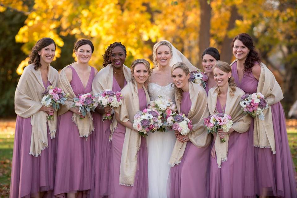 The bride and bridesmaids